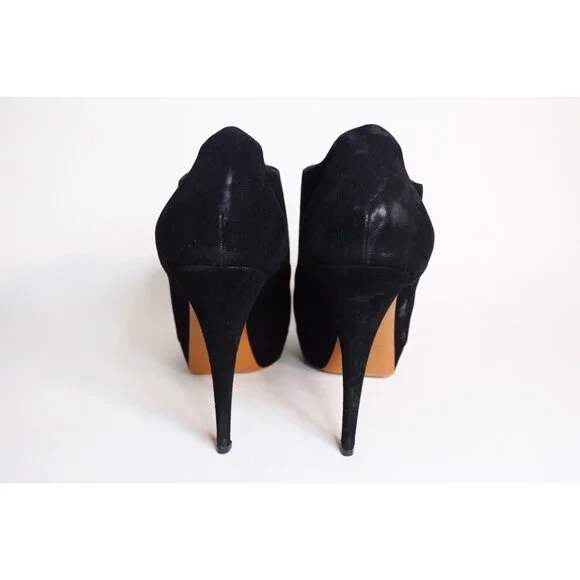 Gucci Black Suede Leather Lace-Up Platform Ankle Booties, Size 42 (EU) 12 (US)